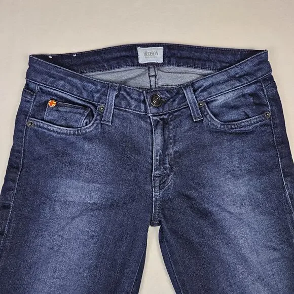 Hudson Ferris Flare Jeans Womens Dark Wash Stretch Denim Flap Pocket Low Rise 27 - Picture 6 of 16